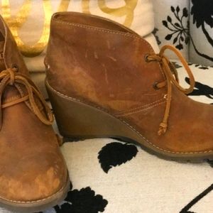 Sperry leather wedge booties